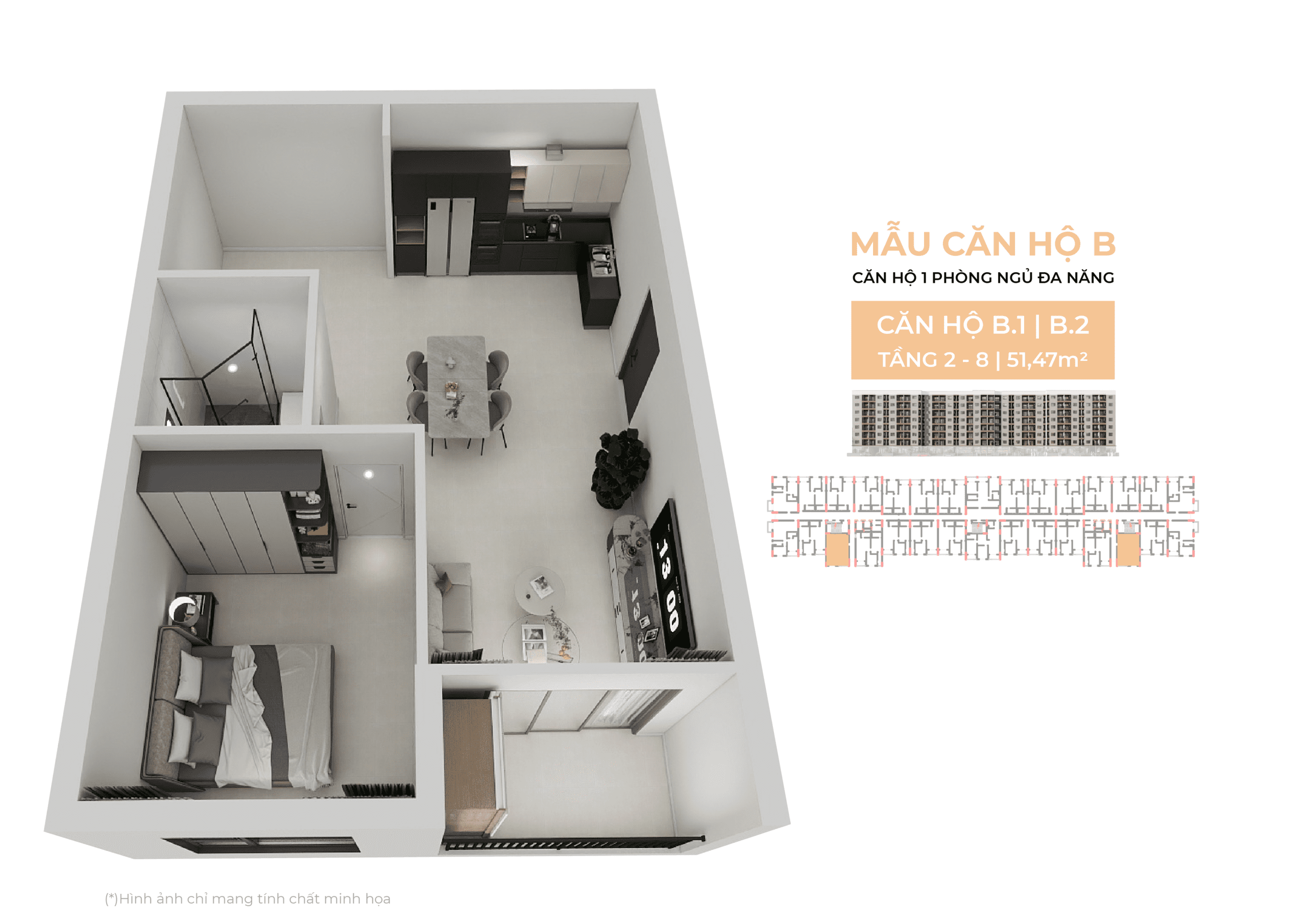 Dự án nhà ở xã hội Đồng Trúc 13 Layuot căn hộ 1 phòng ngủ