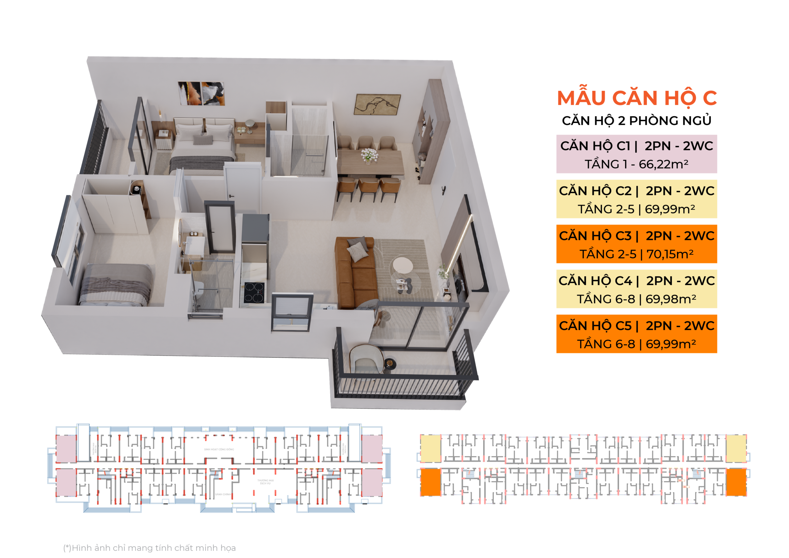Dự án nhà ở xã hội Đồng Trúc 15 Layuot căn hộ 2 phòng ngủ căn hộ C